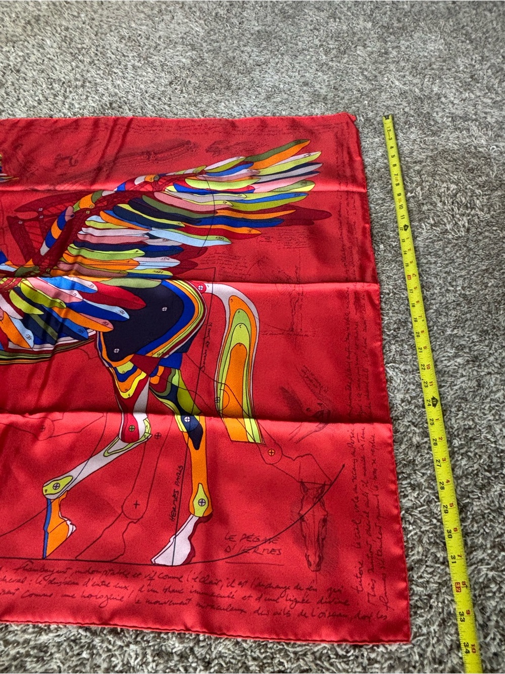 Hermes Red Multicolor Pegasus Tapestry silk nwot Scarf retired price firm - Picture 3 of 10
